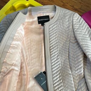 Cream color, leather jacket